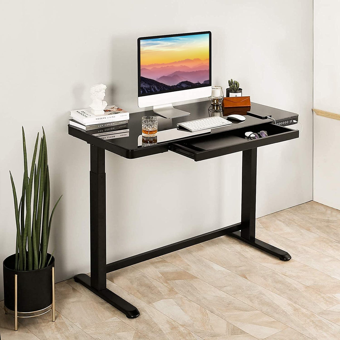 Rise Up Glass Electric Standing Desk