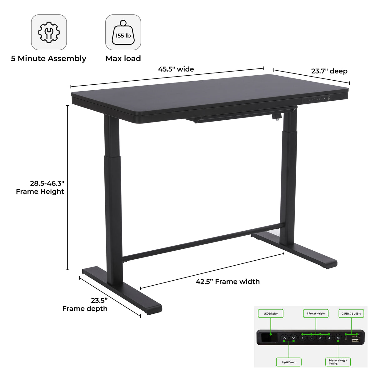 Rise Up Glass Electric Standing Desk