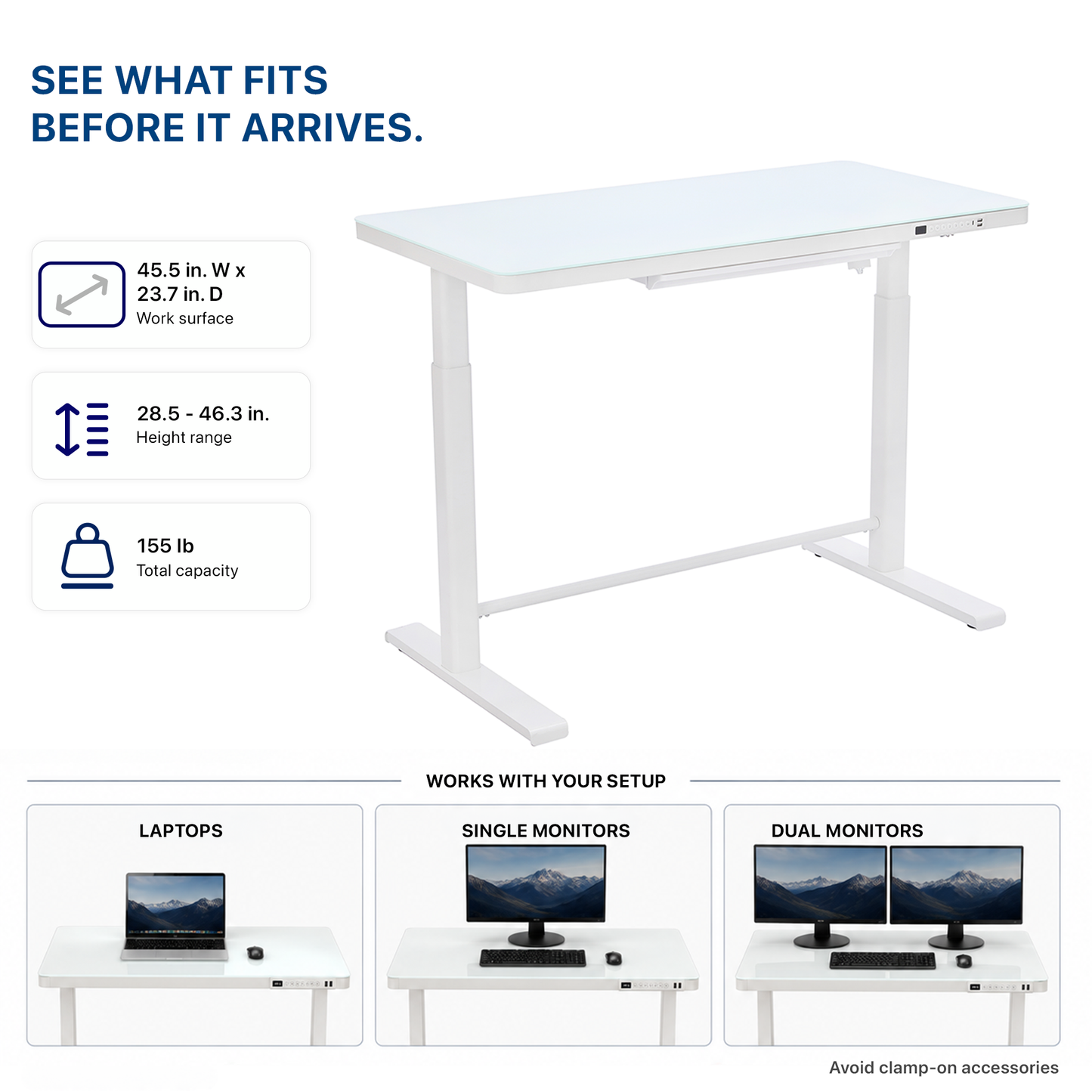 Rise Up Glass Electric Standing Desk