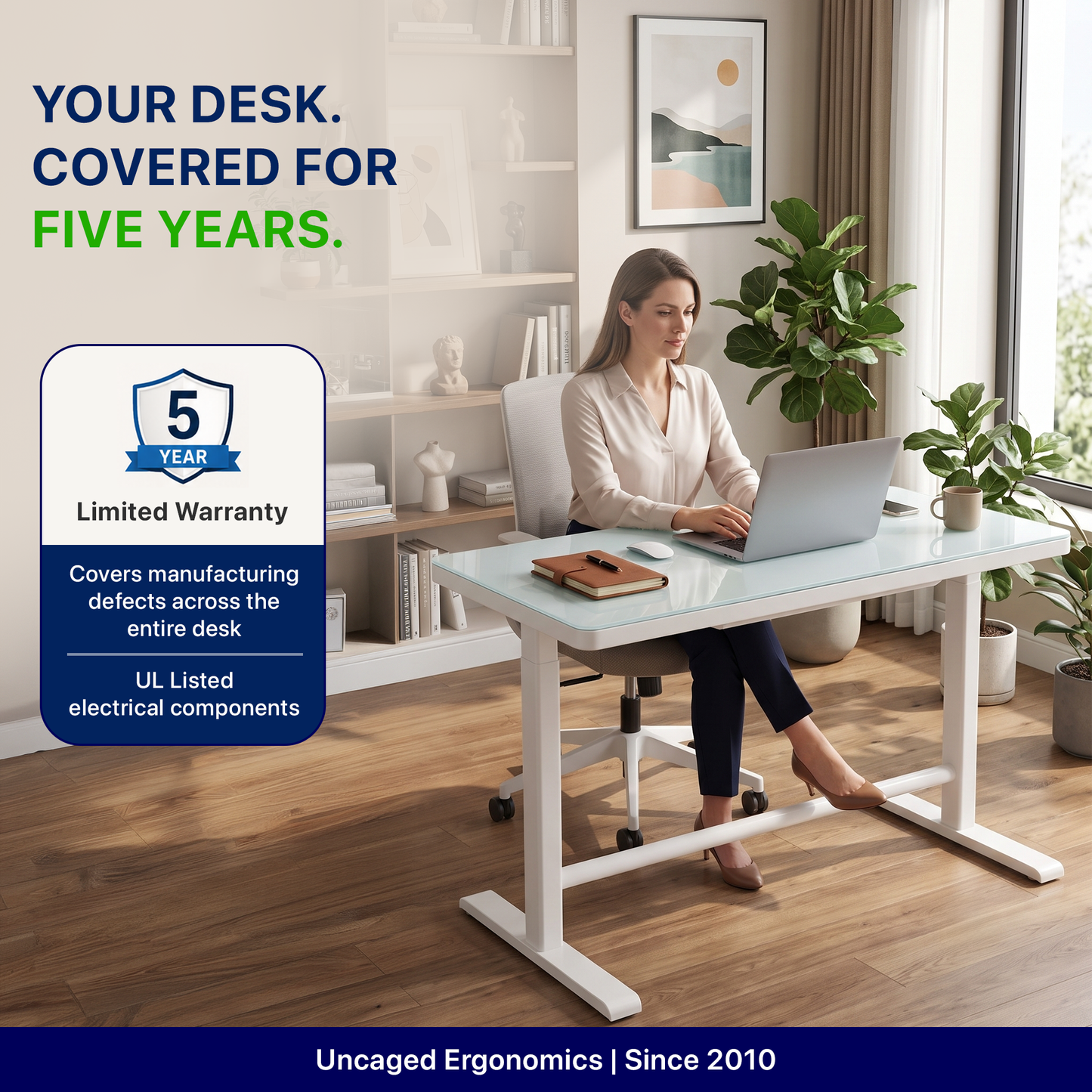 Rise Up Glass Electric Standing Desk