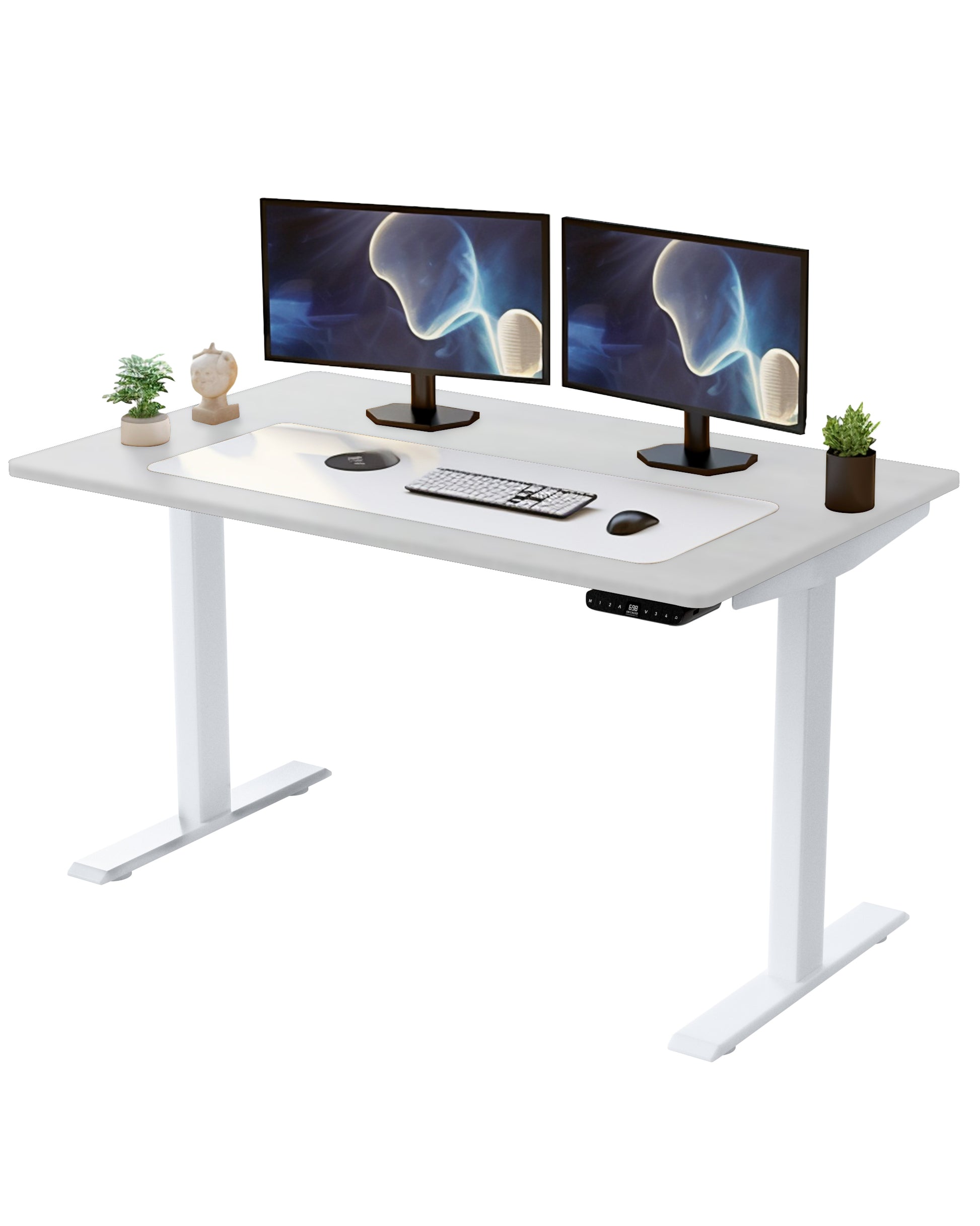 Desk for Office Computer | Wheels | Modern Style | Costway | Electric Standing Adjustable Stand Up Anti-collision-White