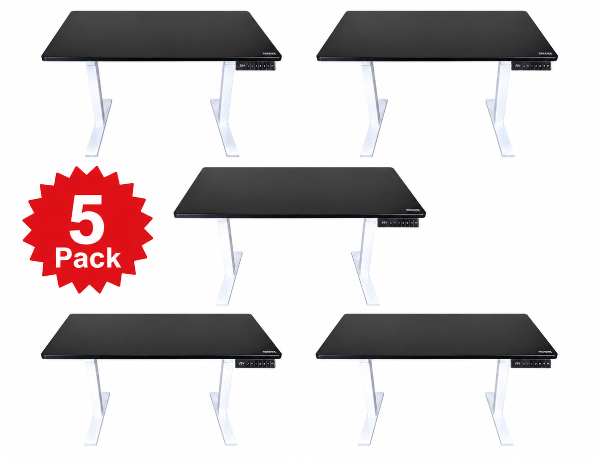 5-Pack Rise Up 60x30 Bamboo Electric Standing Desks - Scratch & Dent