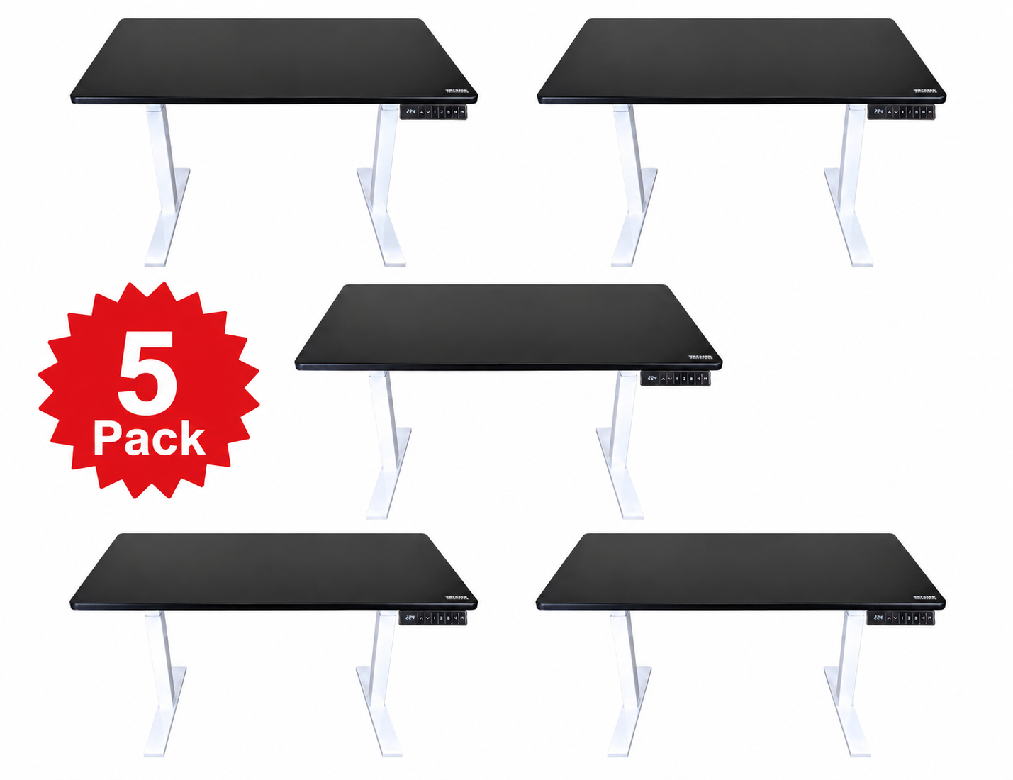5-Pack Rise Up 60x30 Bamboo Electric Standing Desks - Scratch & Dent
