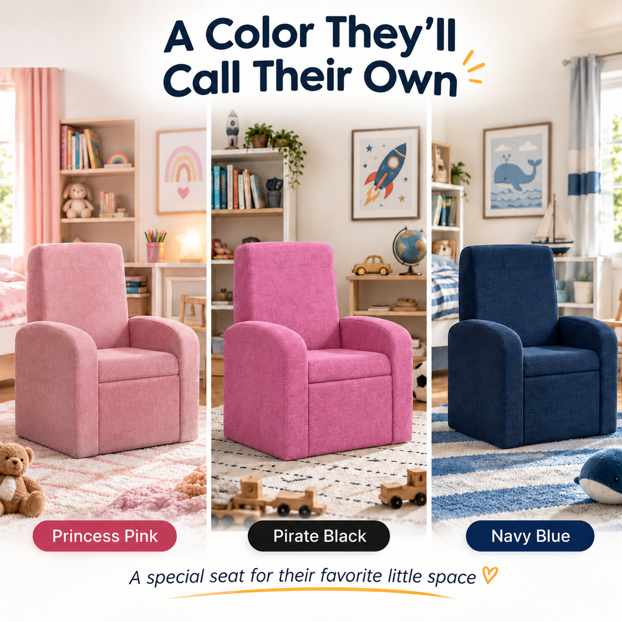 STASH 3-in-1 Kids Sofa Chair with Hidden Storage