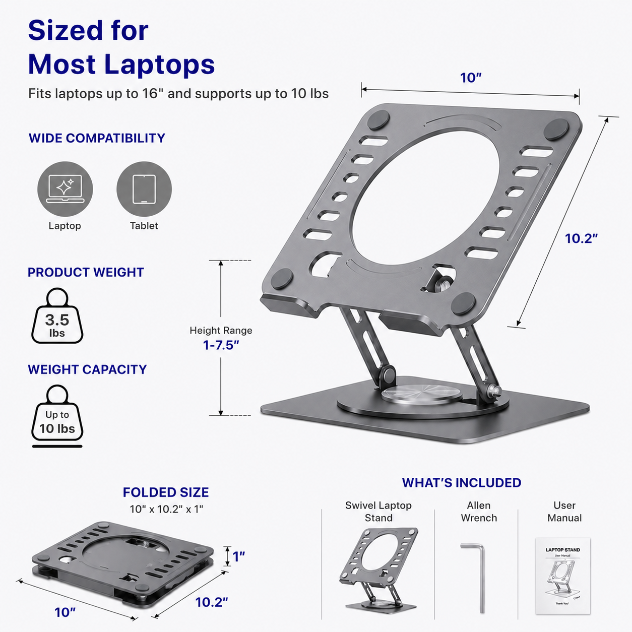 Adjustable Swivel Laptop Stand