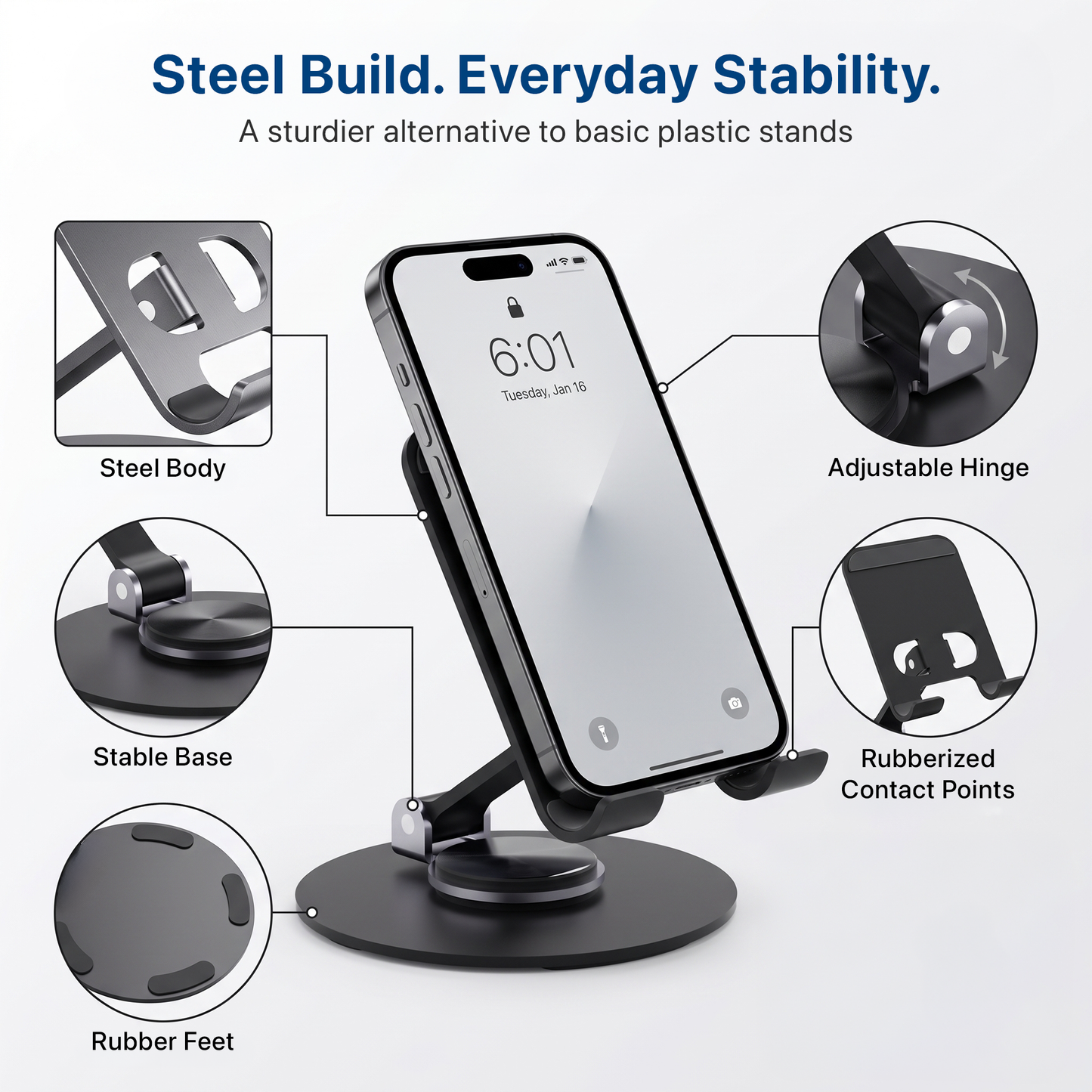360° Swivel Phone Stand for Desk