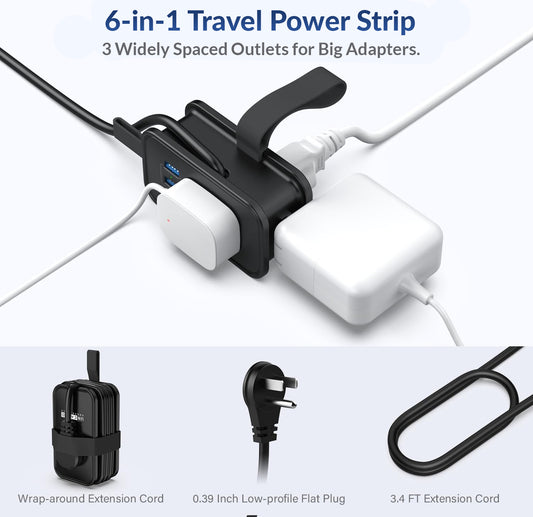 Travel Power Strip with USB Ports