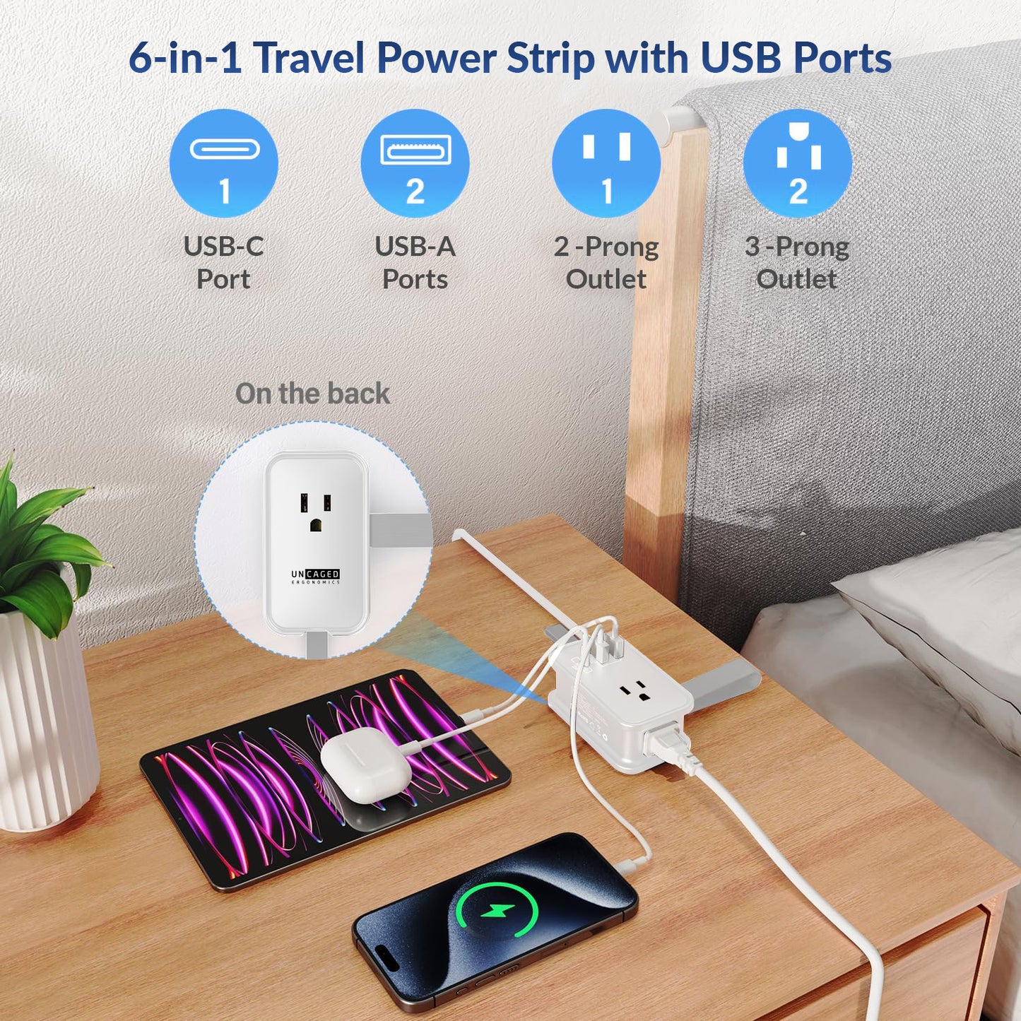 Travel Power Strip with USB Ports