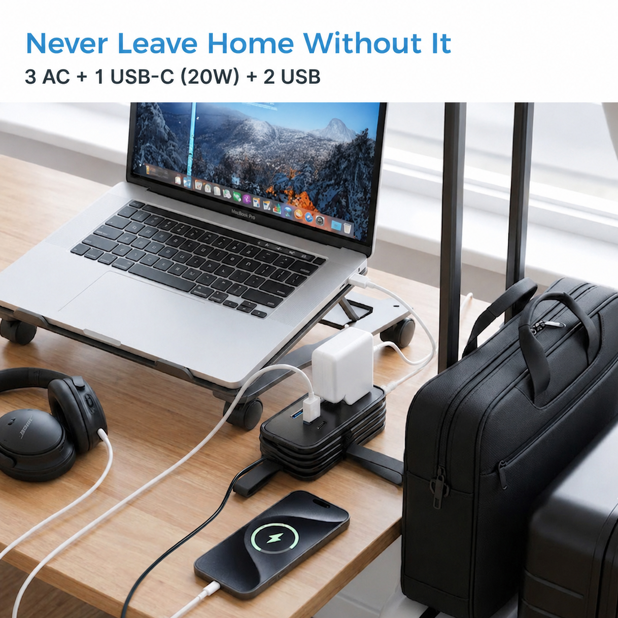 Travel Power Strip with USB-C Ports