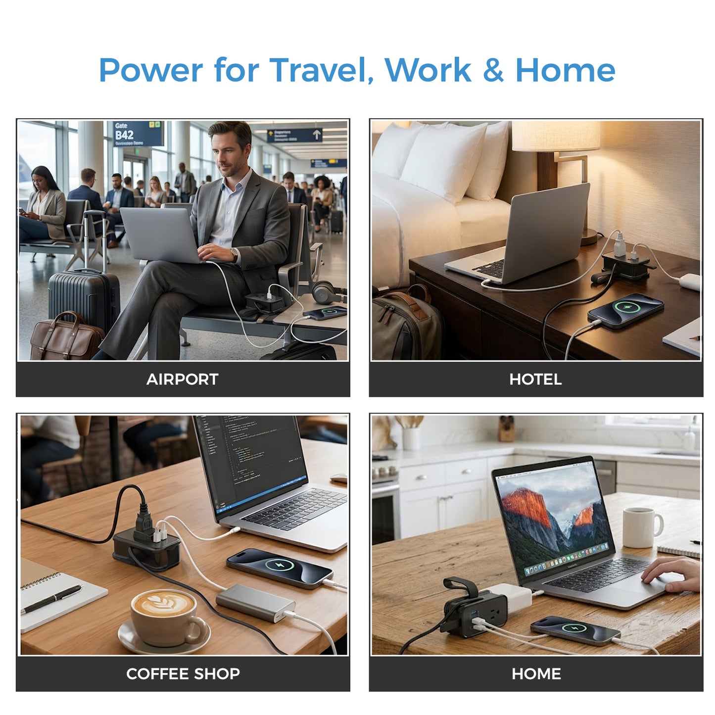 Travel Power Strip with USB-C Ports
