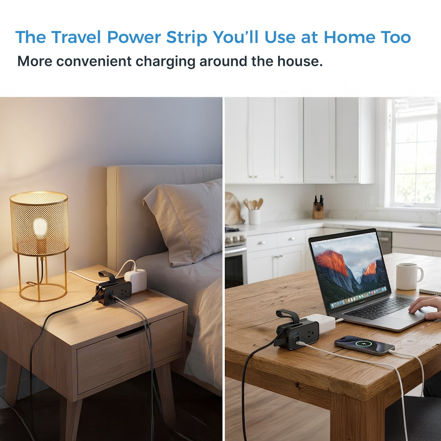 Travel Power Strip with USB-C Ports