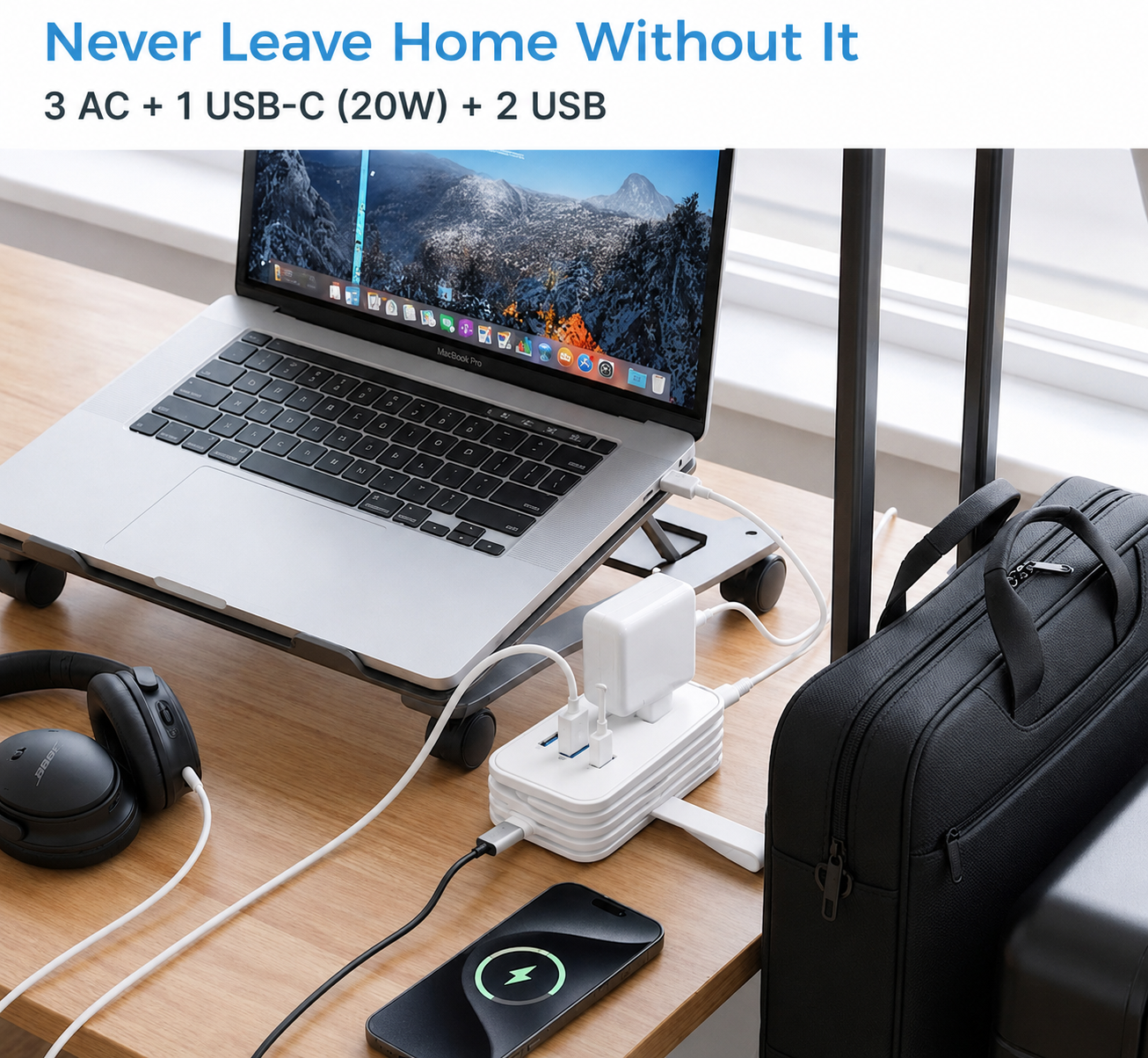 Travel Power Strip with USB-C Ports