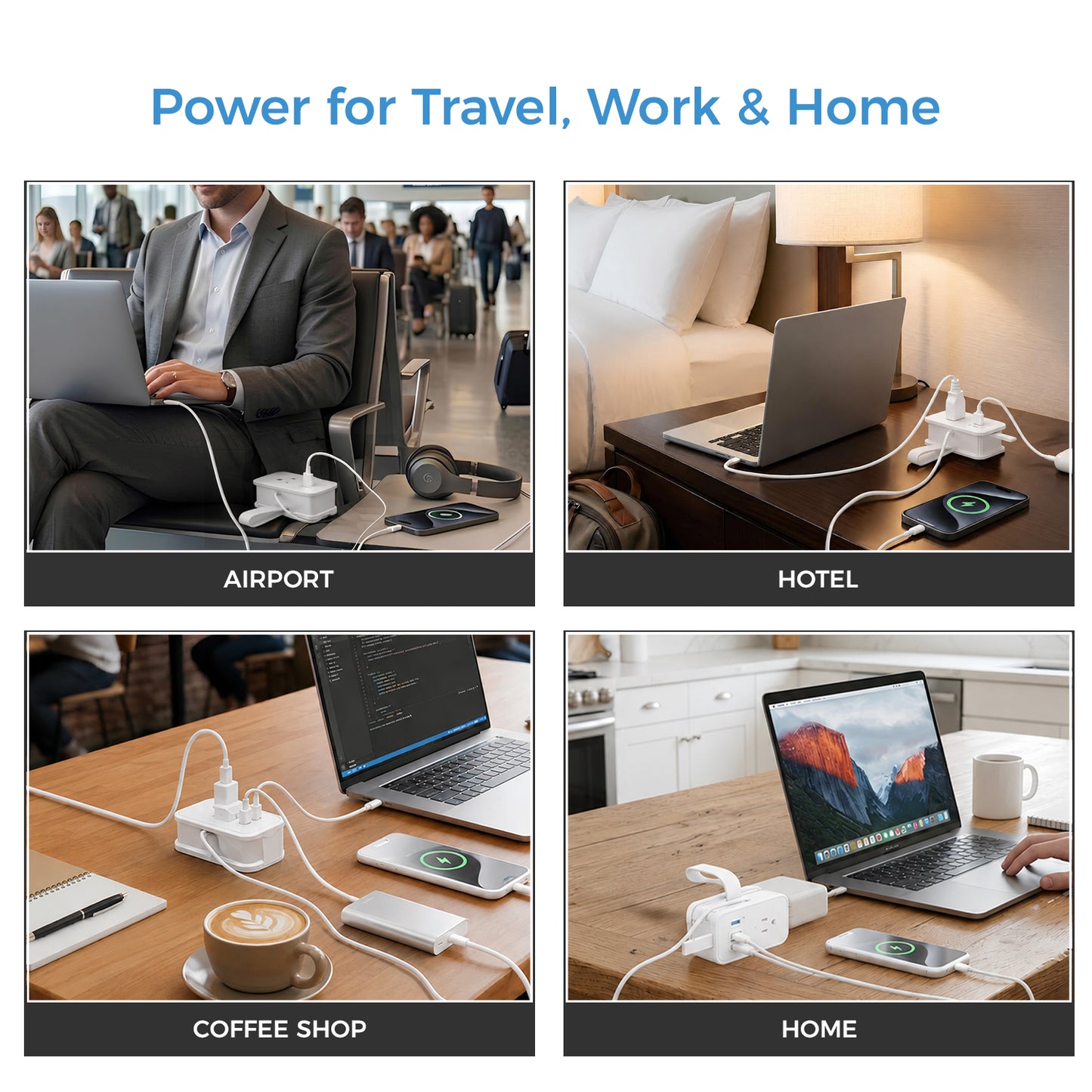 Travel Power Strip with USB-C Ports
