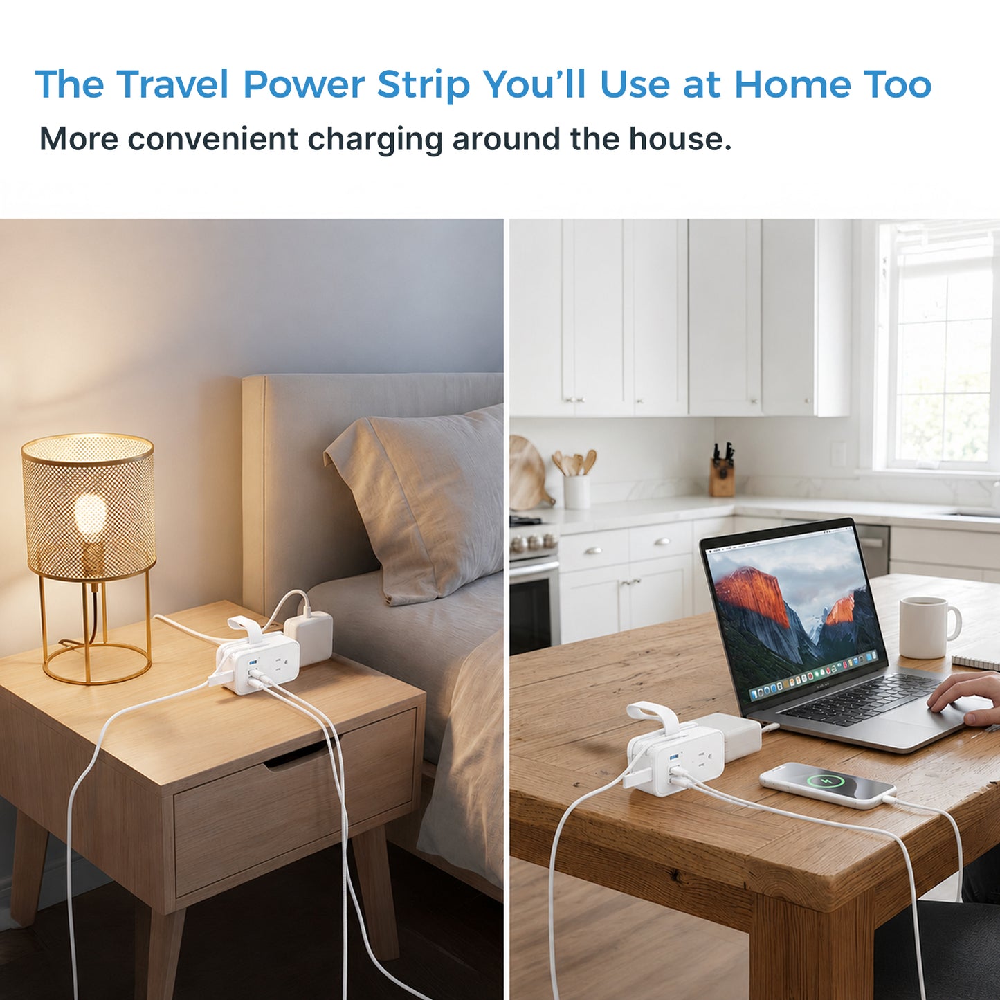 Travel Power Strip with USB-C Ports