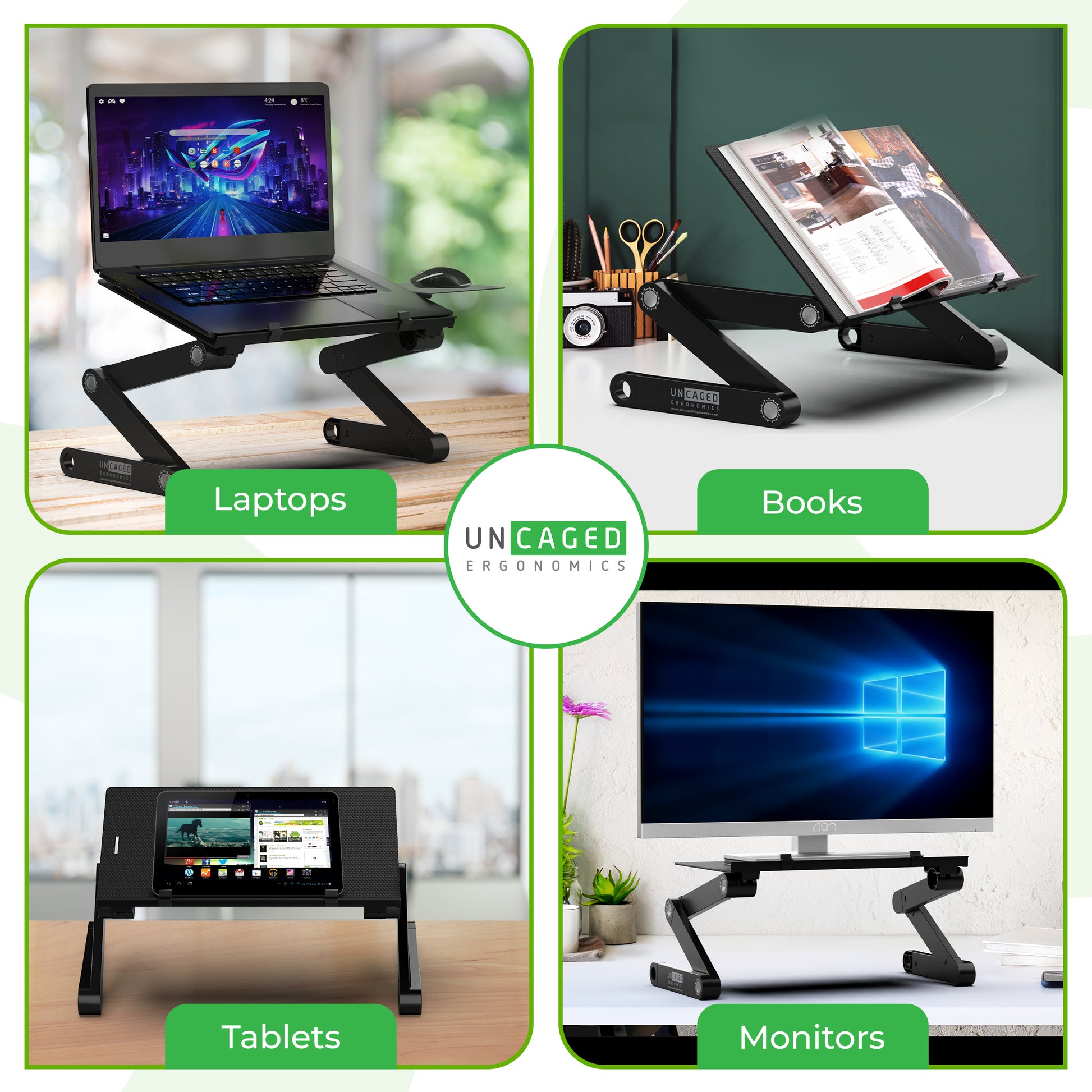 WorkEZ Best Adjustable Laptop Stand Ergonomic Lap Desk for Bed Tray Riser –  UncagedErgonomics
