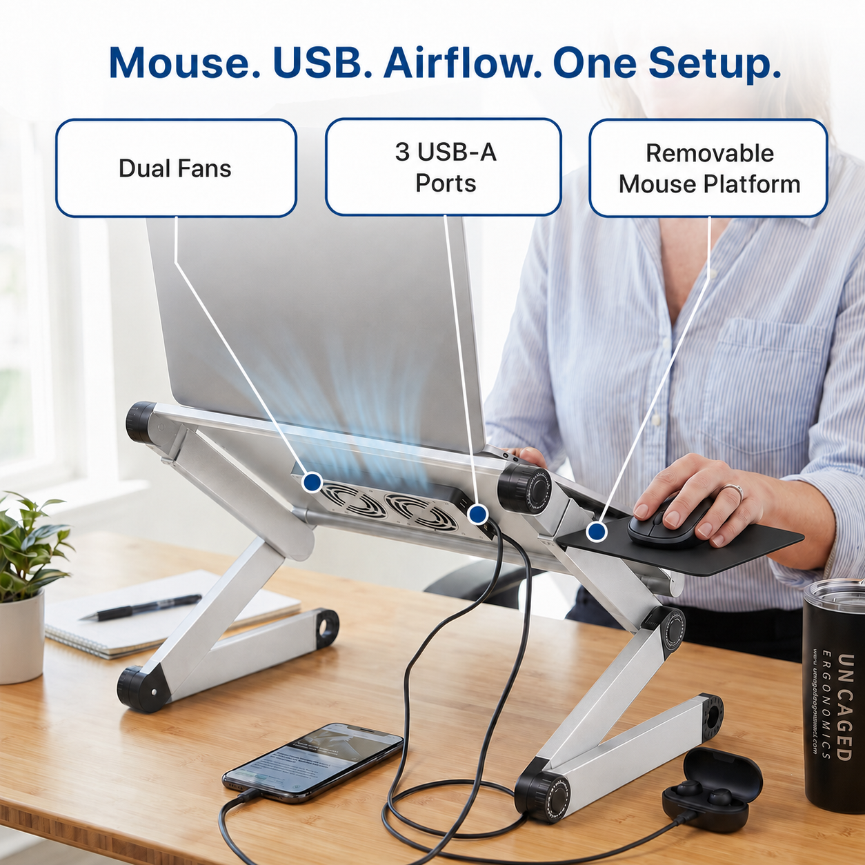 WorkEZ Cool - Complete Laptop + Mouse Workstation