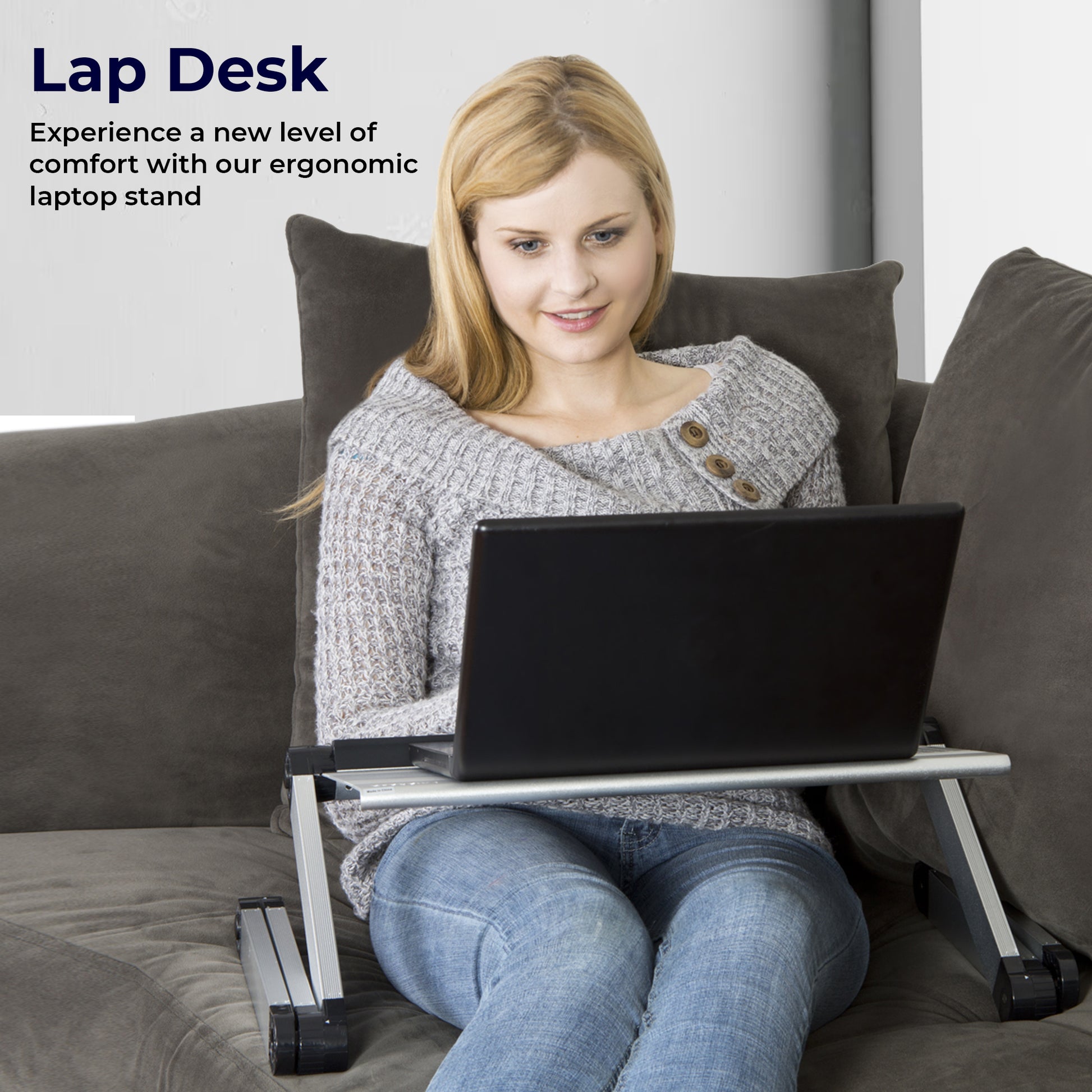 WorkEZ Cool adjustable laptop stand lap desk for bed fans usb
