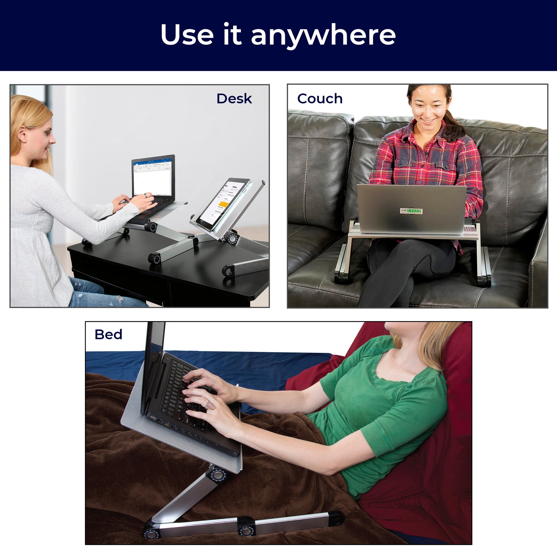 WorkEZ Best Adjustable Laptop Stand Ergonomic Lap Desk for Bed