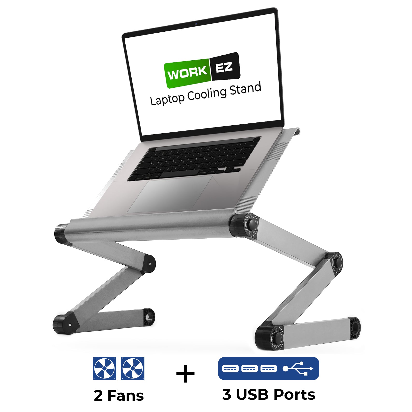 WorkEZ Cool adjustable laptop stand lap desk for bed fans usb ports mouse  pad – UncagedErgonomics