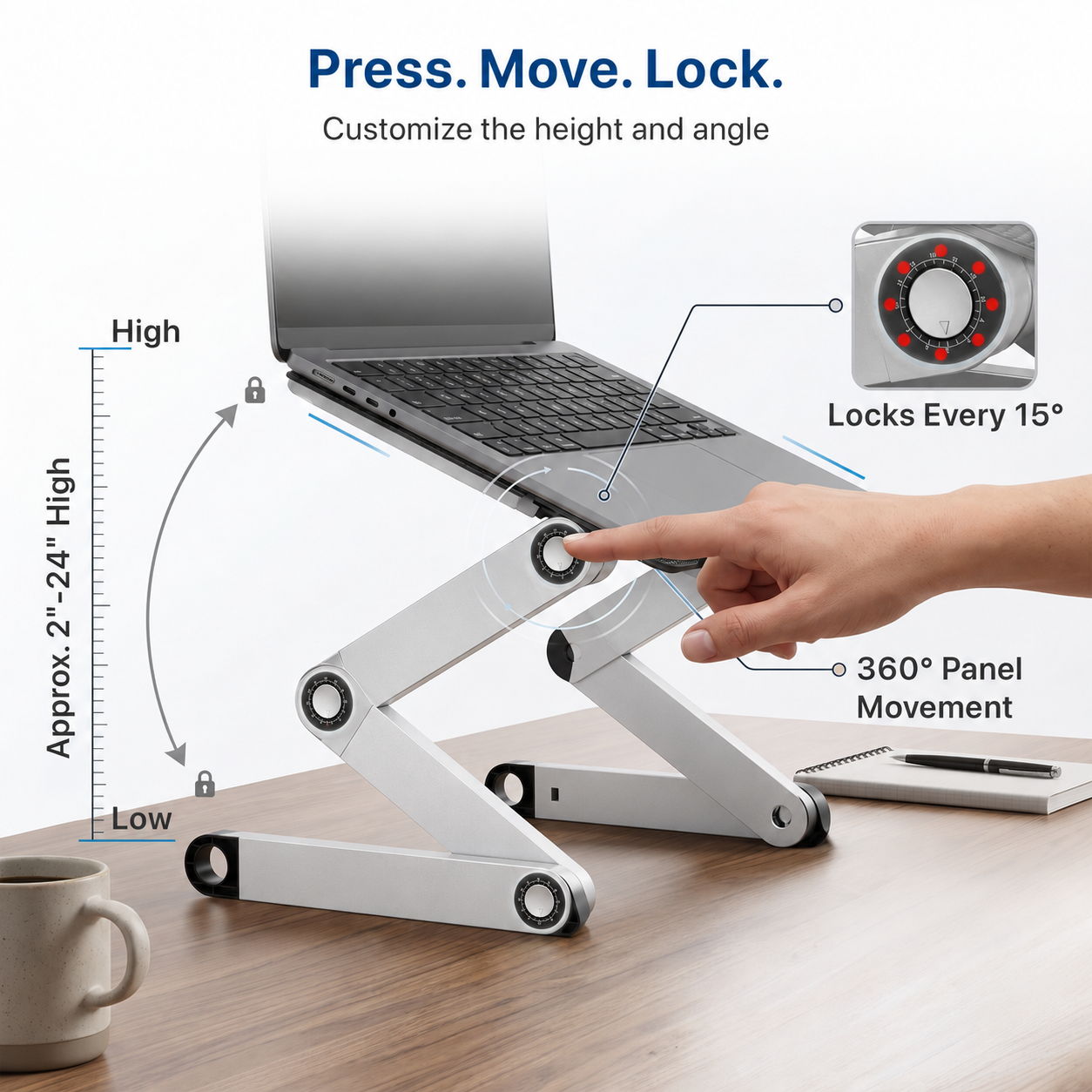 WorkEZ Executive - Wide Laptop Stand with Dual Fans & 3-Port USB Hub