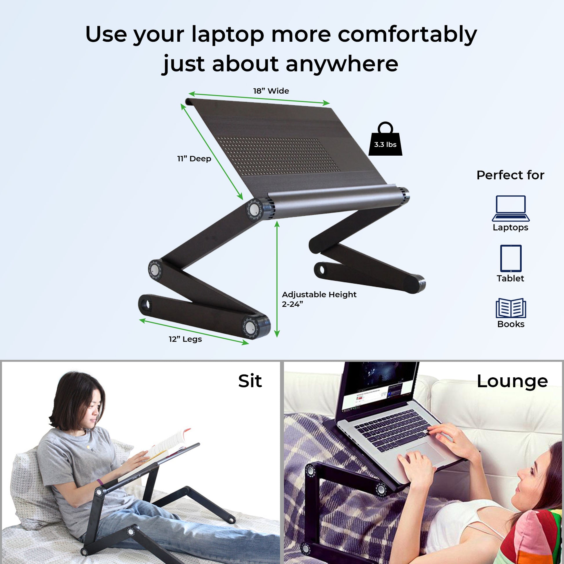 WorkEZ Best Adjustable Laptop Stand and Lap Desk
