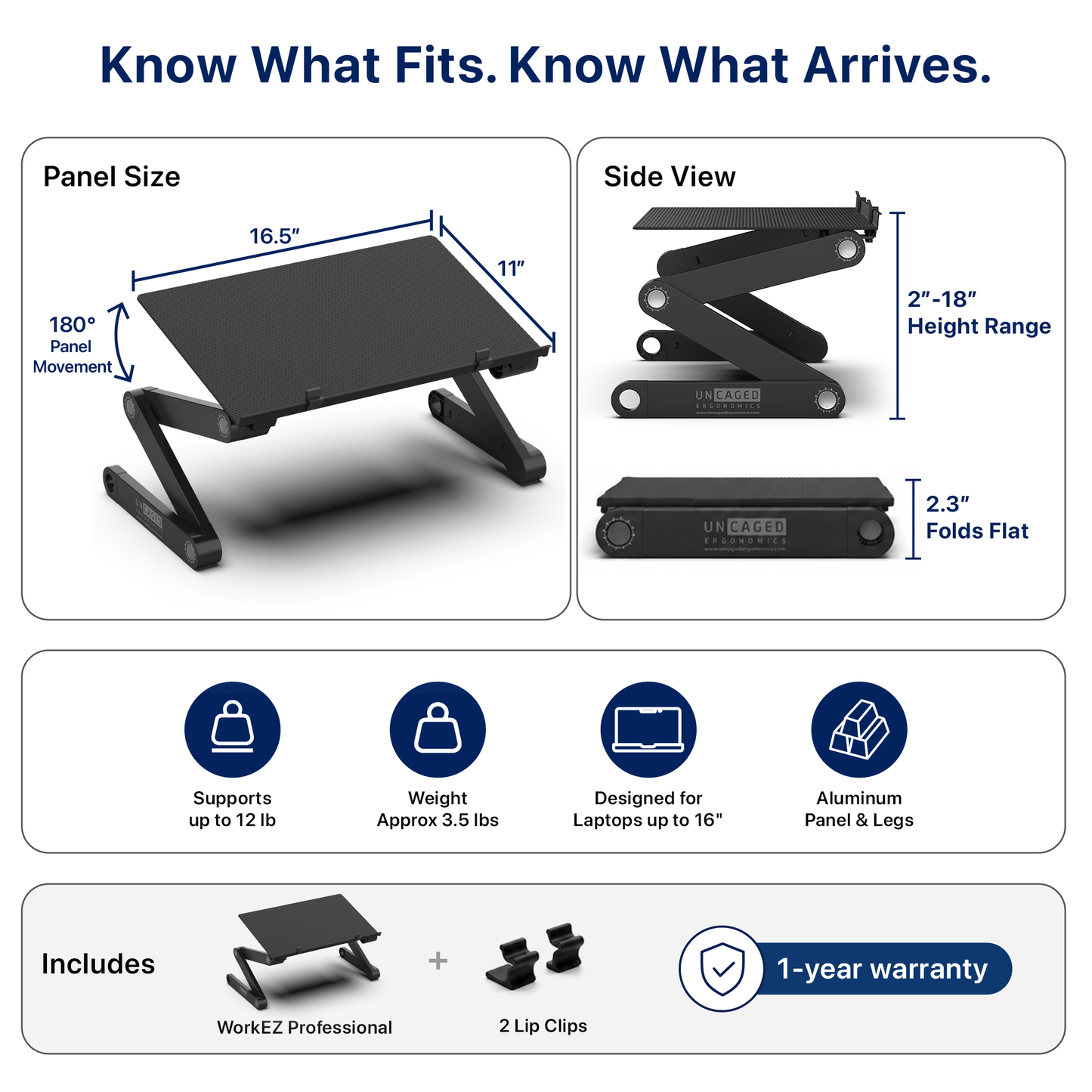 WorkEZ Professional Adjustable Laptop Stand & Lap Desk