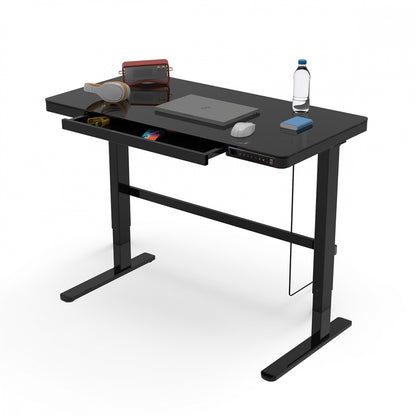 A crystal-clear workspace—sleek glass top with ample space for your ideas to flow.