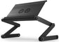 ergonomic black aluminum laptop stand and lap desk with fans and USB ports