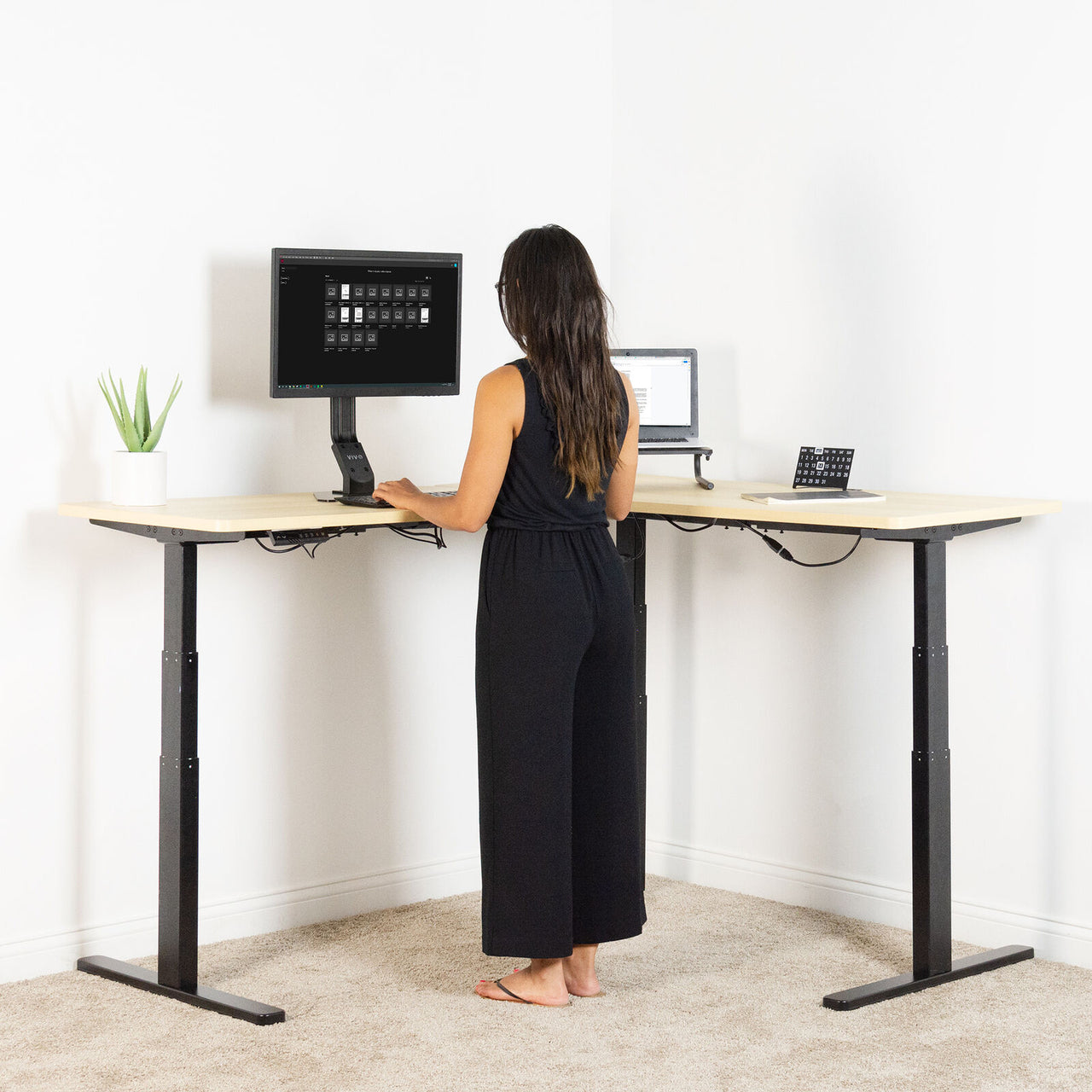 L Shaped Standing Desk ergonomic Adjustable Height Corner electric