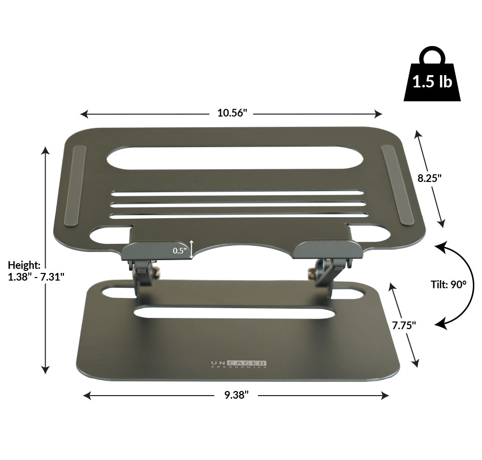 Dimensions of adjustable laptop stand for desk. The adjustable height ergonomic aluminum laptop riser is the perfect laptop stand