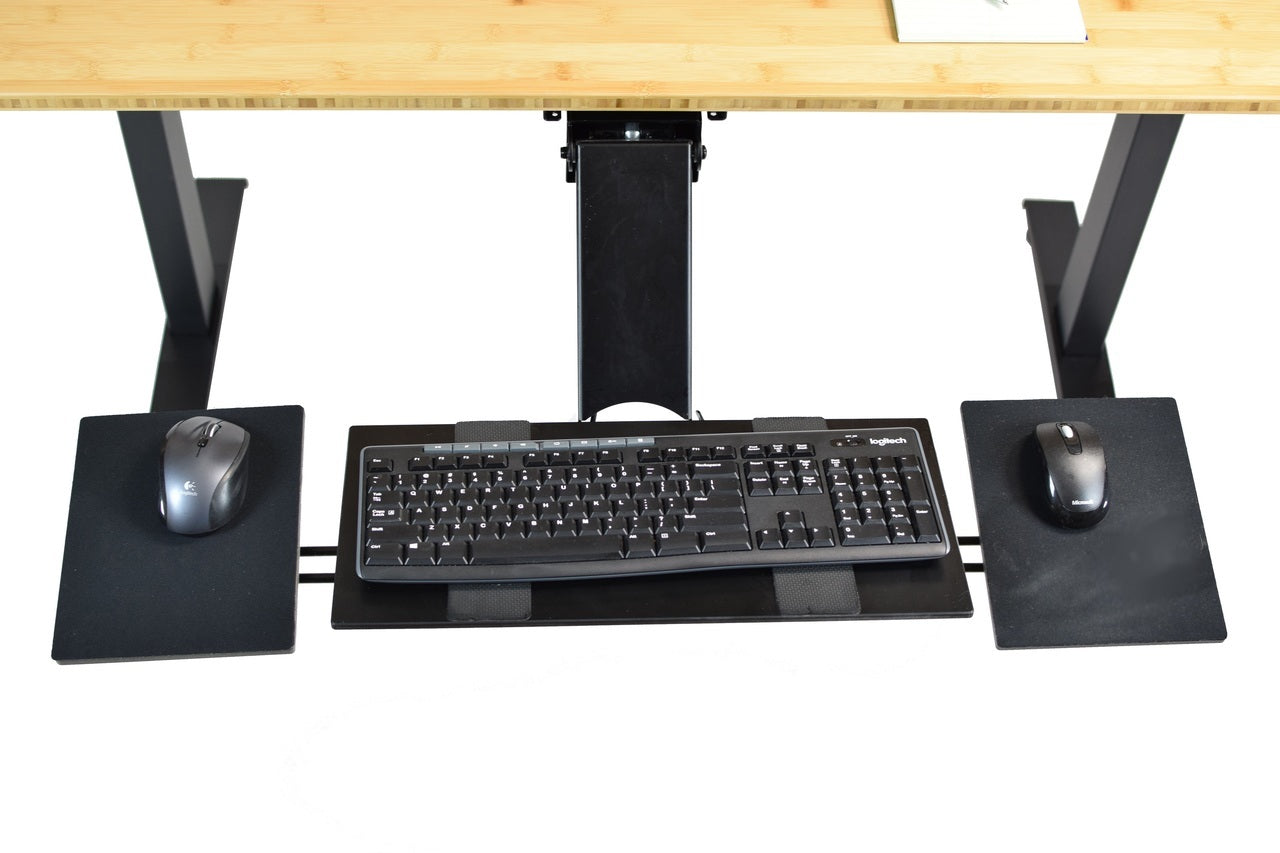 Replacement parts for an ergonomic under desk computer keyboard tray.