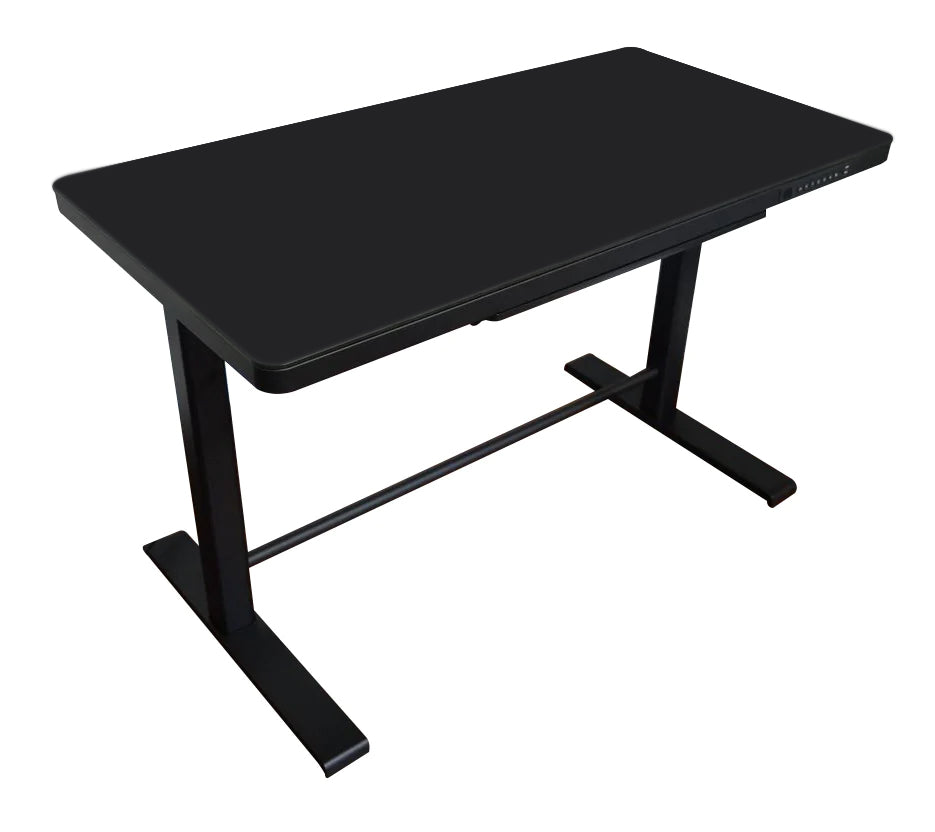 Rise Up Glass Standing Desk tempered glass computer desk sit stand up –  UncagedErgonomics