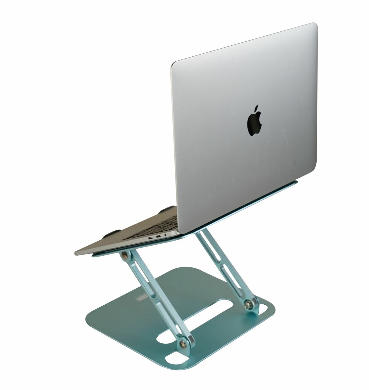 Aluminum laptop stand for desk. The adjustable height blue aluminum laptop stand is a perfect desktop laptop stand